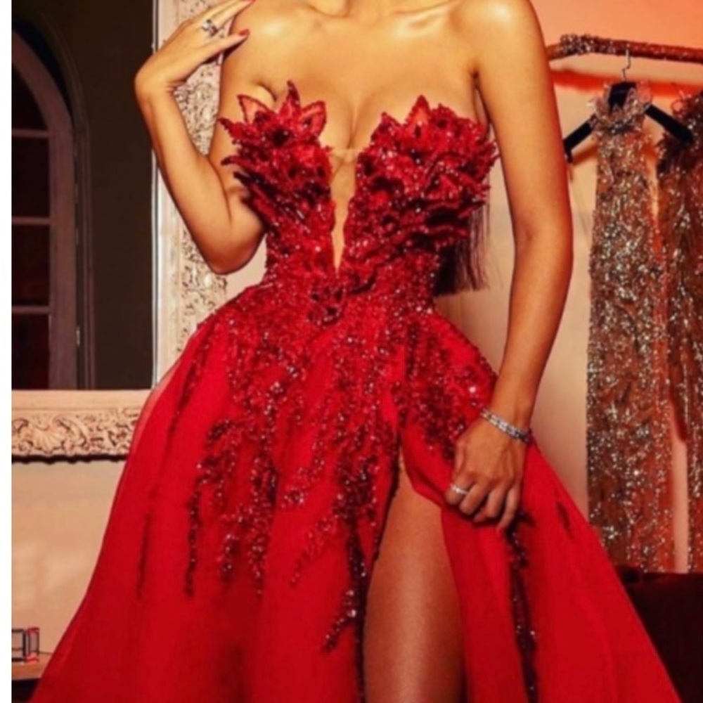 Beautiful candy red evening gown.
